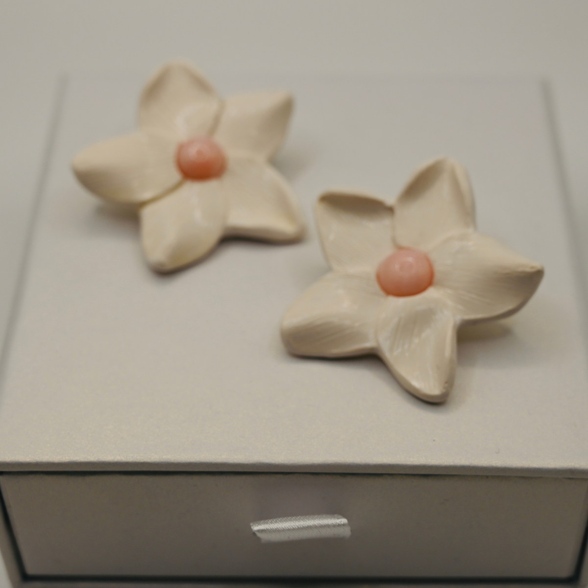"Pink October: Pink Opal" AMV Pink Opal (Natural 8mm) Polymer Clay Magnolia 925 Earrings