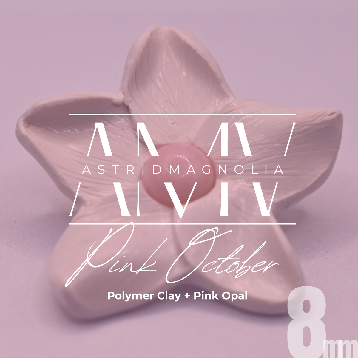 "Pink October: Pink Opal" AMV Pink Opal (Natural 8mm) Polymer Clay Magnolia 925 Earrings