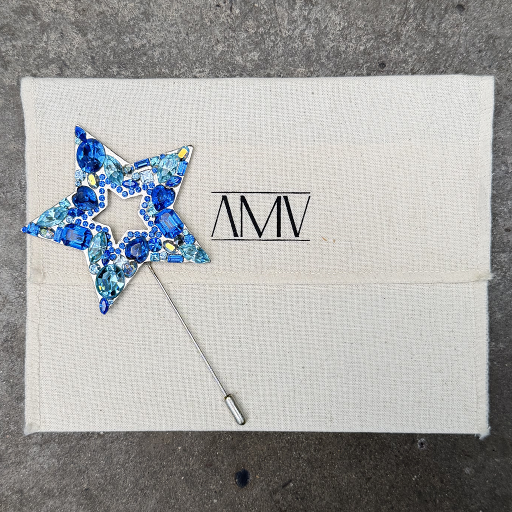 Stardust: Wishing Star Brooch Sapphire & Aquamarine