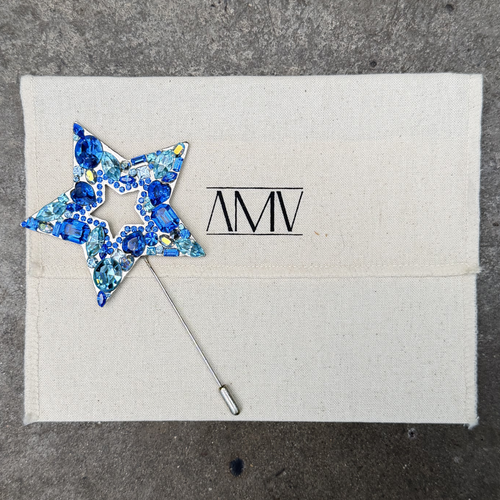 Stardust: Wishing Star Brooch Sapphire & Aquamarine